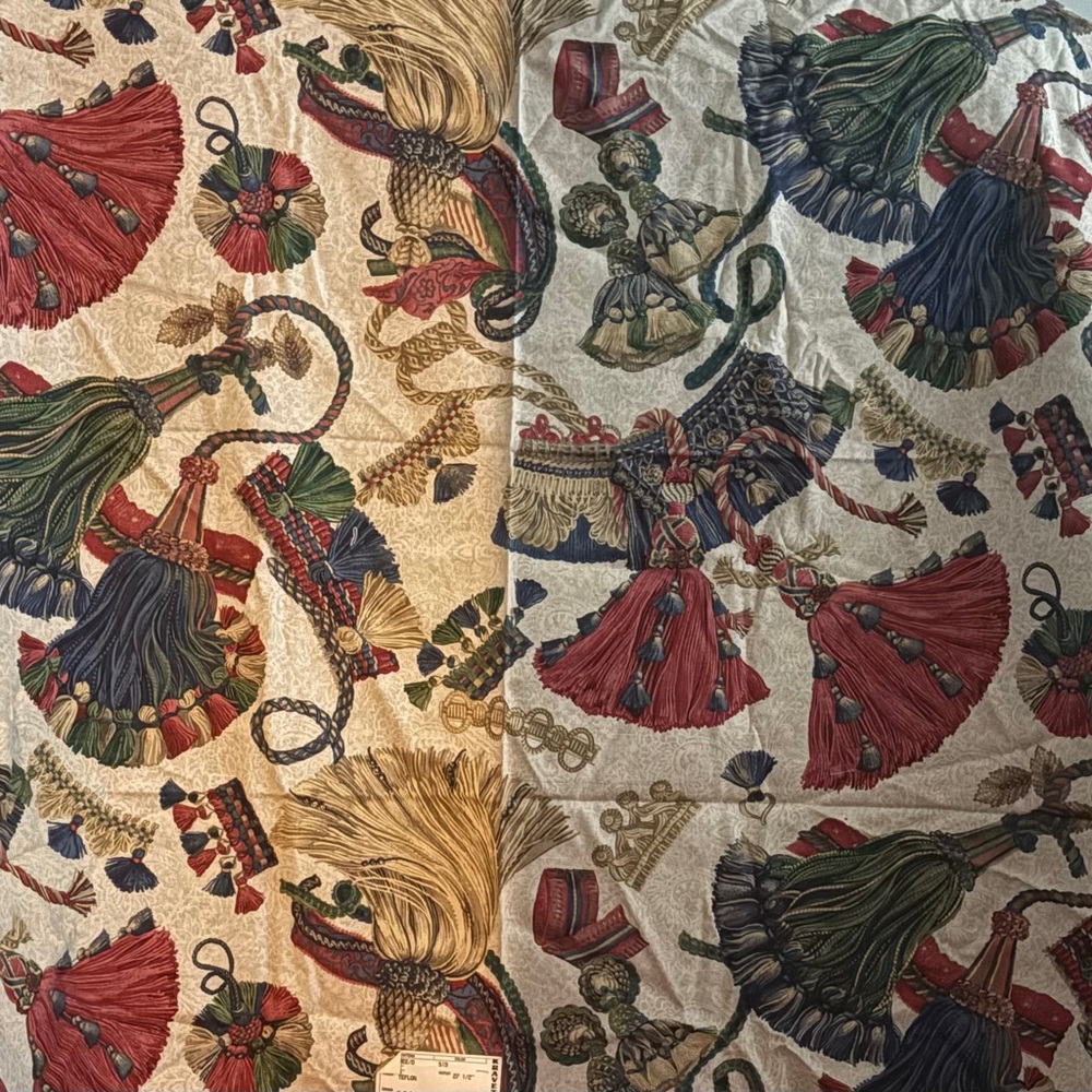 Vintage Kravet Multi colored Tassels Cotton Fabric